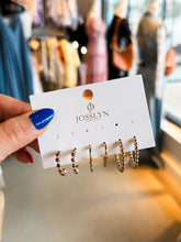 Load image into Gallery viewer, Trio Rhinestone Ball Huggie Hoop Earrings Set