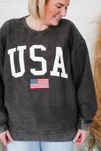 Load image into Gallery viewer, USA Flag Corded Crew