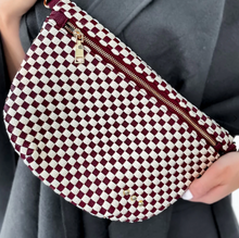 Load image into Gallery viewer, Sonny Woven Bum Bag - Checkered Burgundy