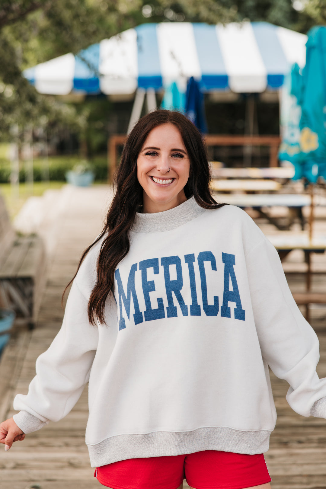 USA & AMERICA Reversible Mock Neck Top