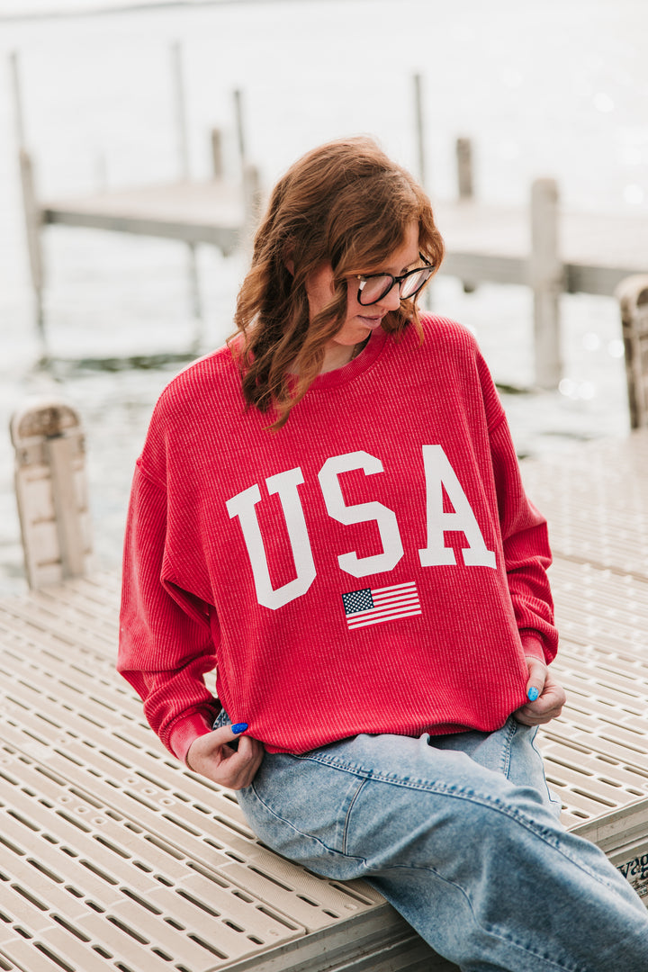 USA Flag Corded Crew