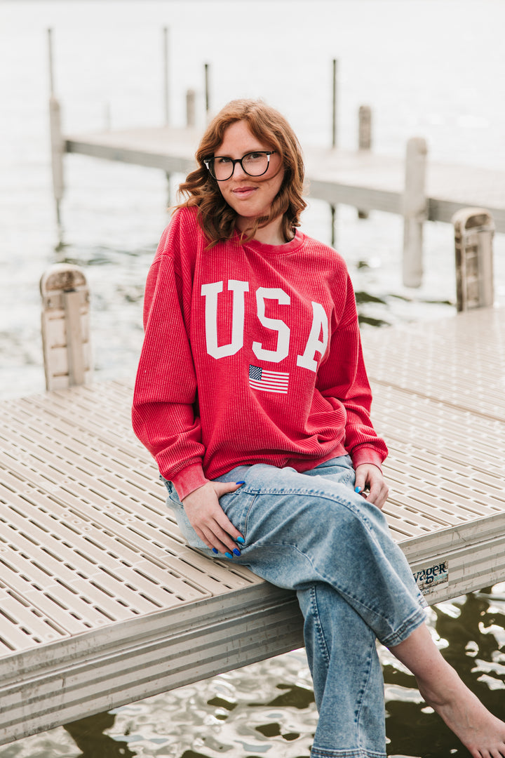 USA Flag Corded Crew