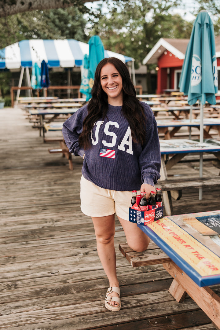 USA Flag Corded Crew