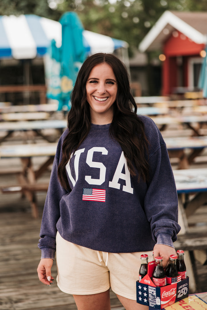 USA Flag Corded Crew