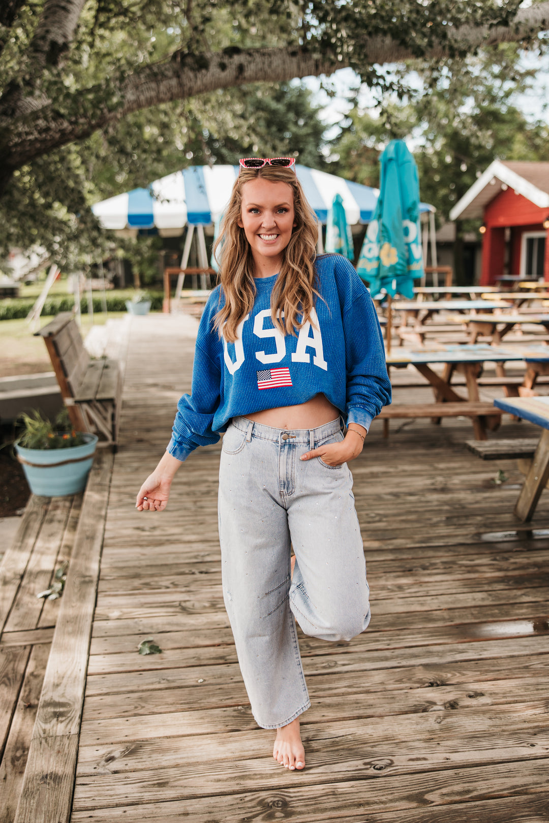 USA Flag Corded Crew