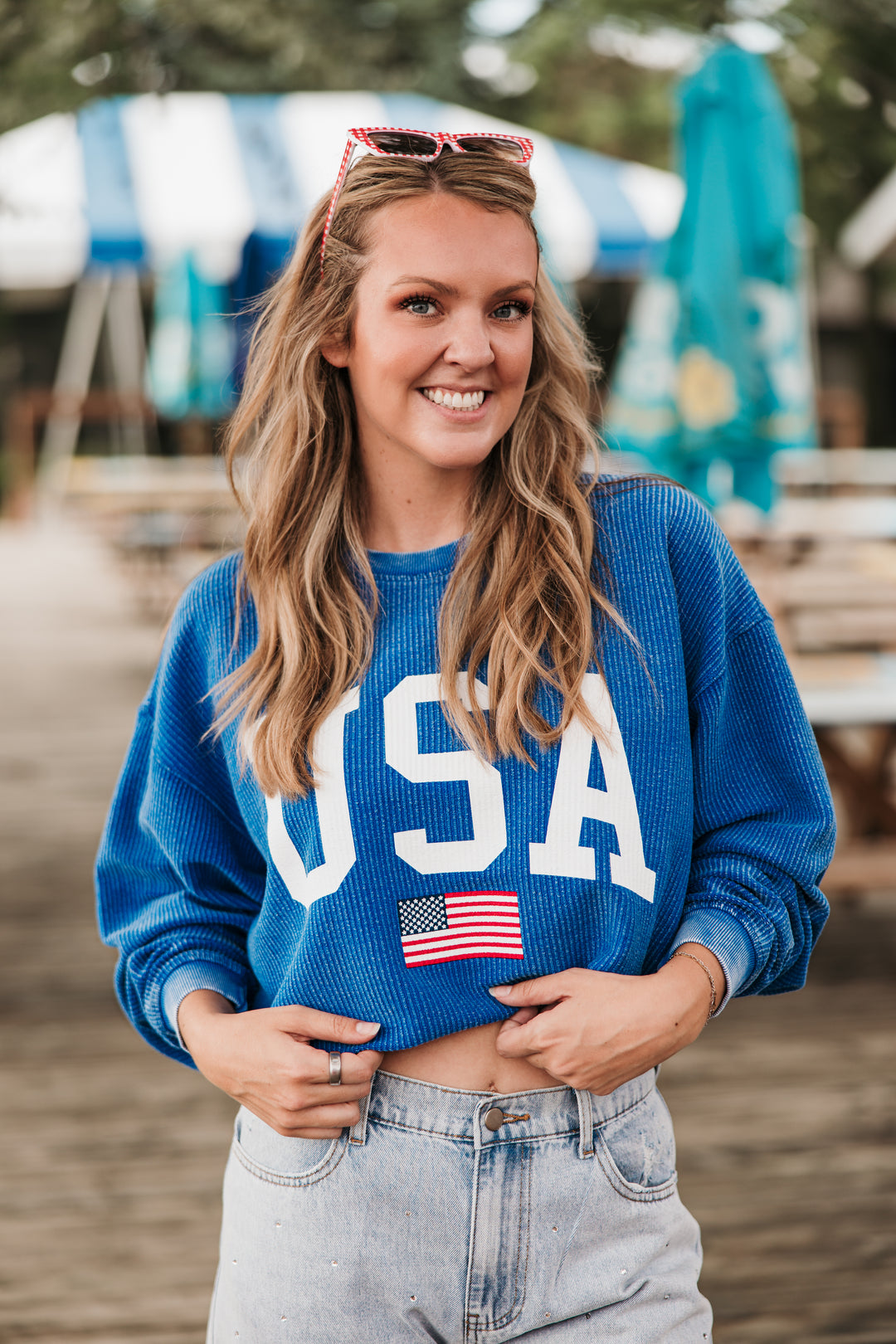 USA Flag Corded Crew