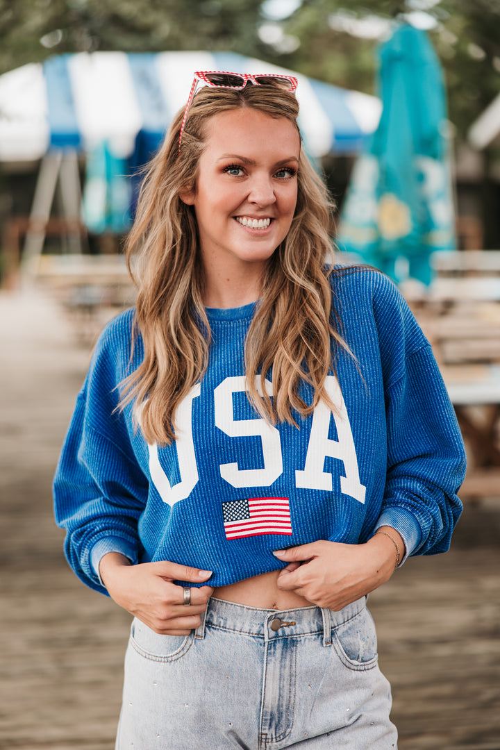 USA Flag Corded Crew