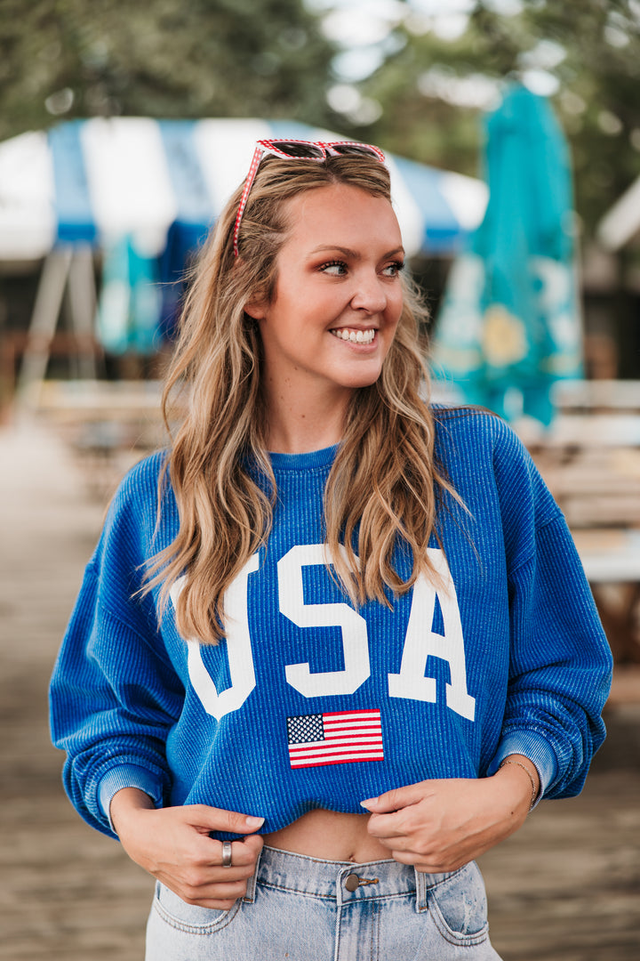 USA Flag Corded Crew
