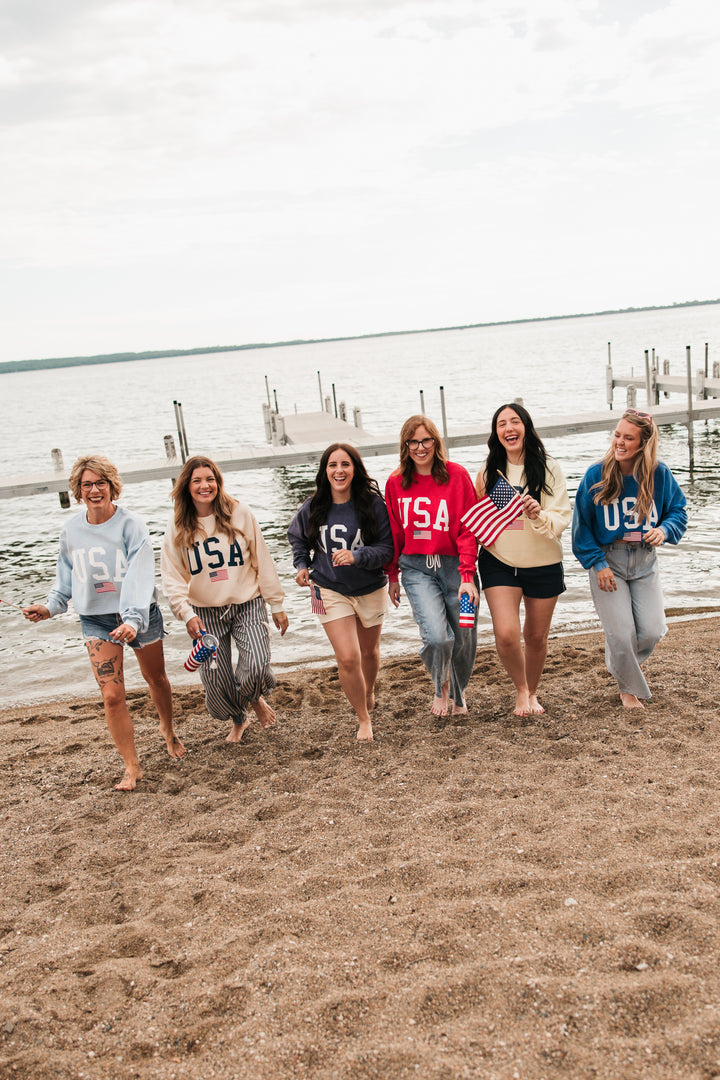 USA Flag Corded Crew