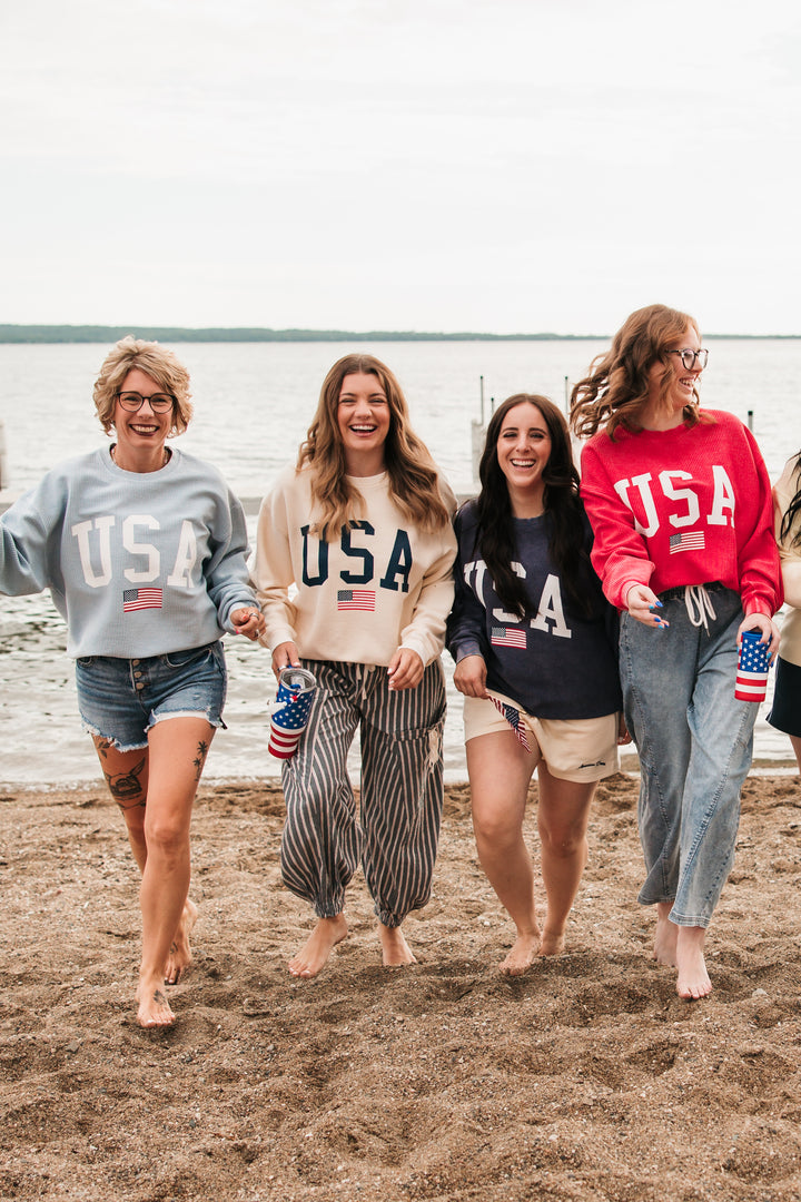 USA Flag Corded Crew