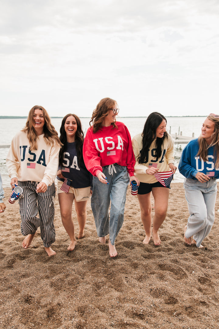 USA Flag Corded Crew