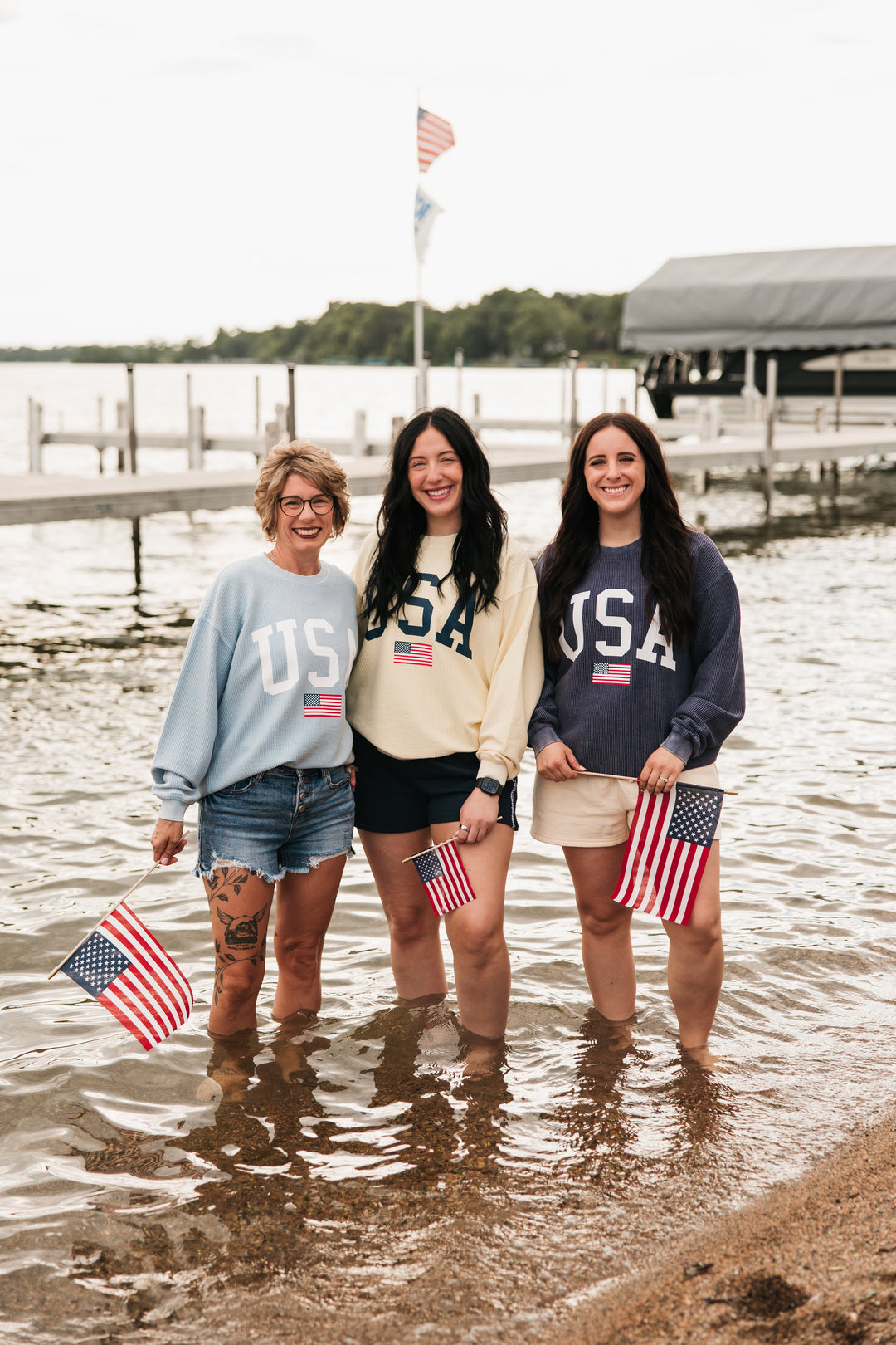 USA Flag Corded Crew