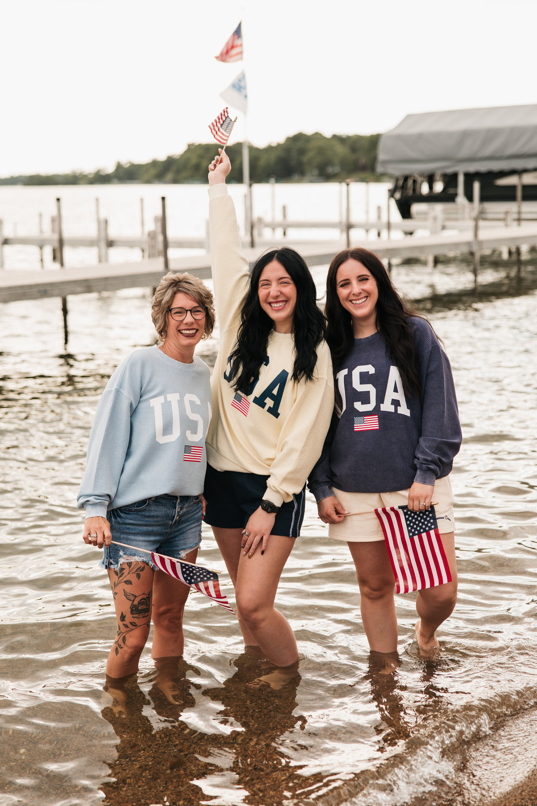 USA Flag Corded Crew