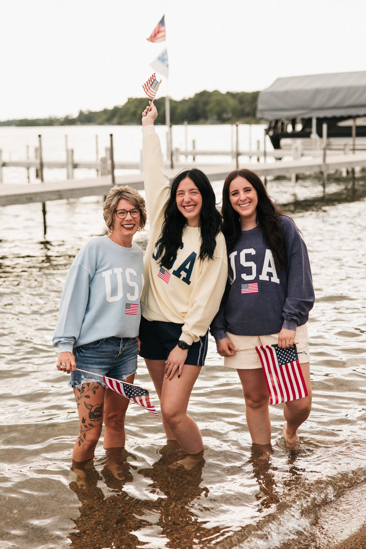 USA Flag Corded Crew