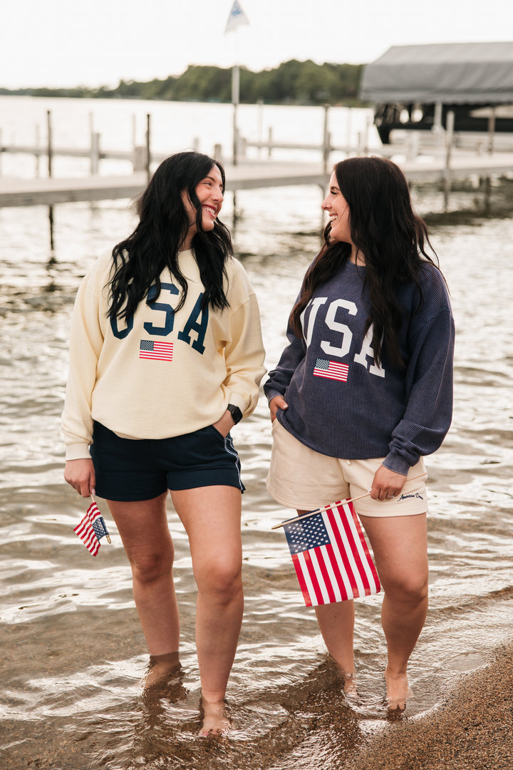 USA Flag Corded Crew