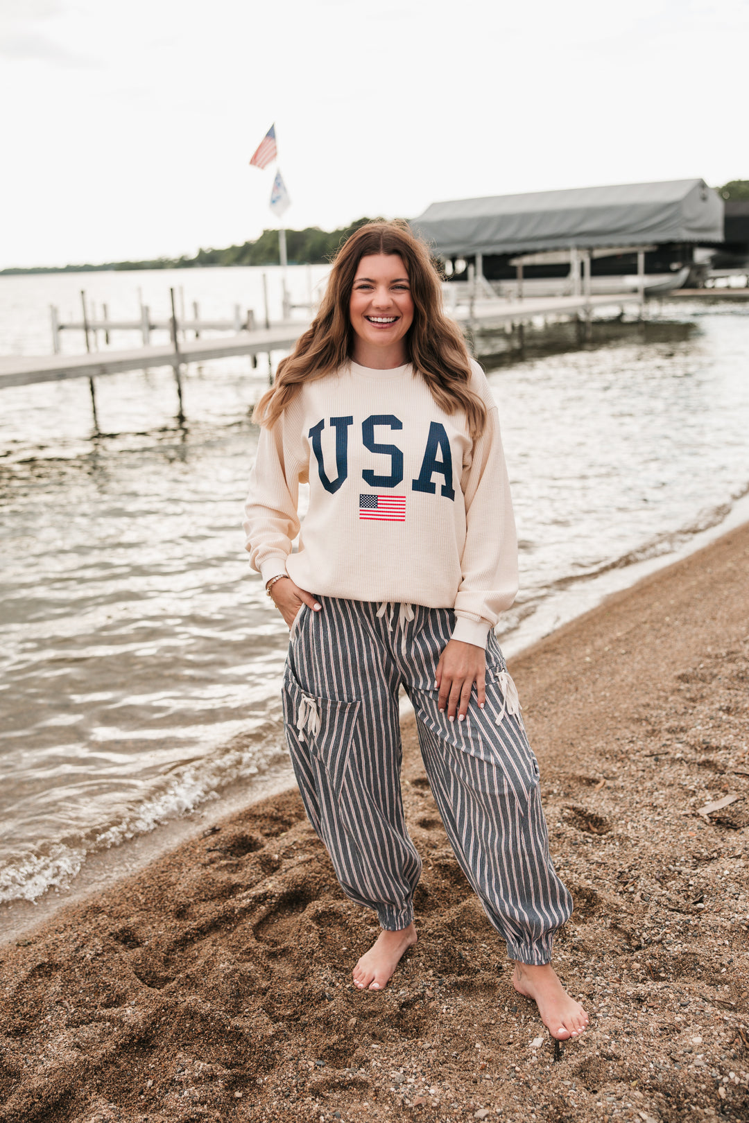 USA Flag Corded Crew