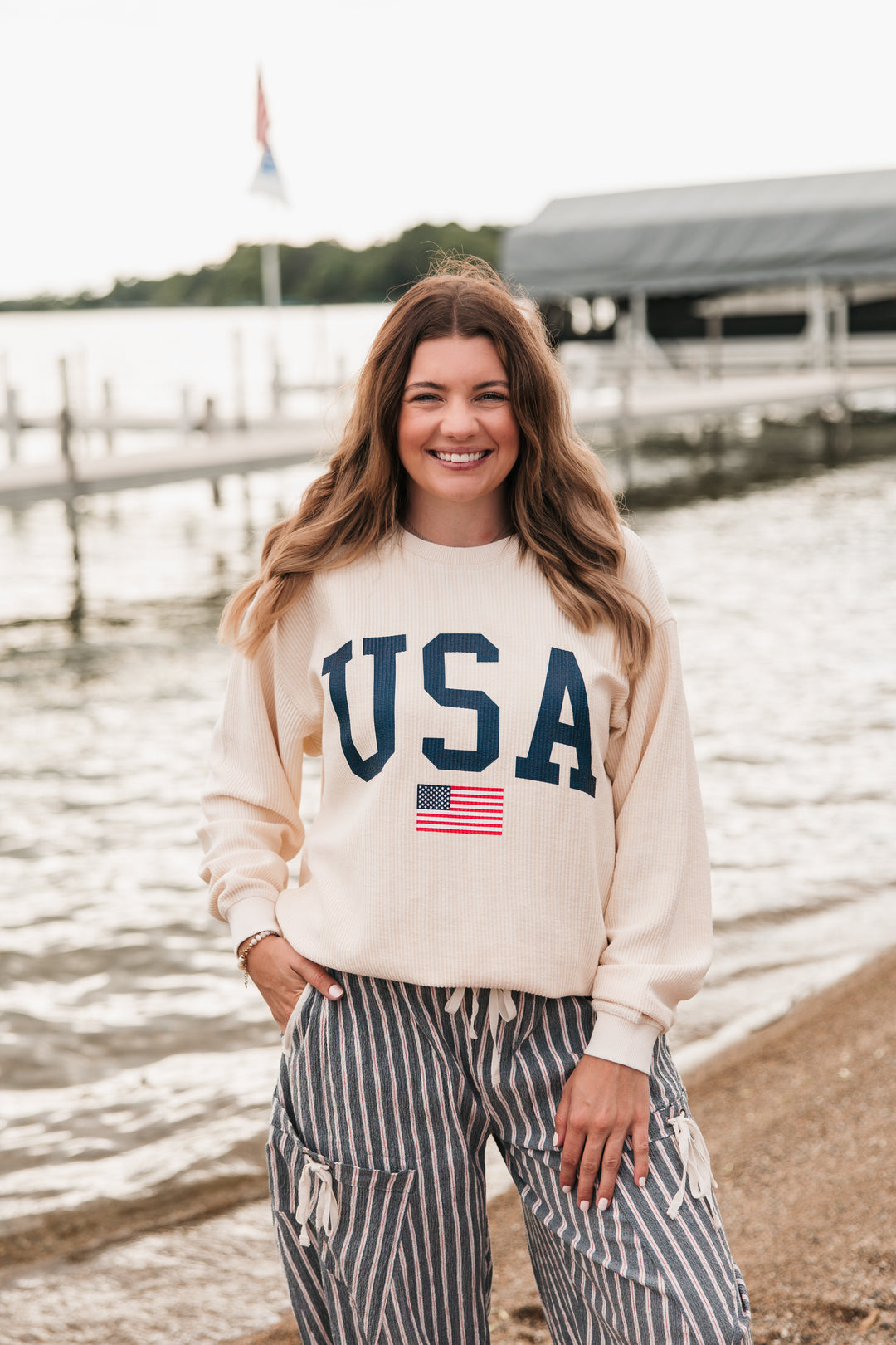 USA Flag Corded Crew