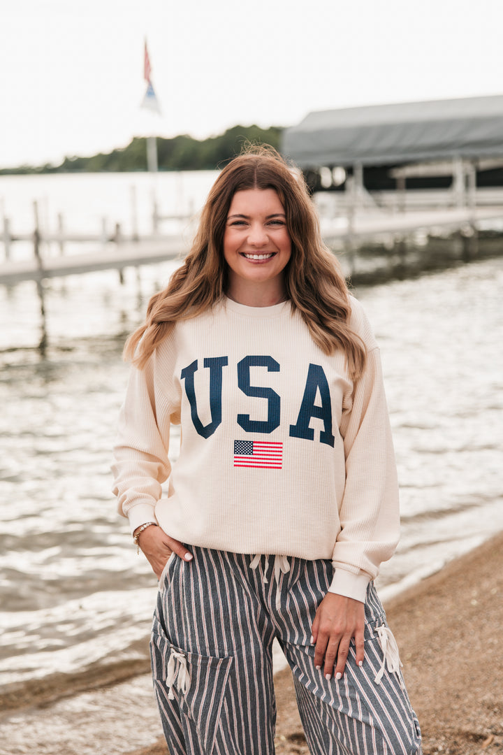 USA Flag Corded Crew