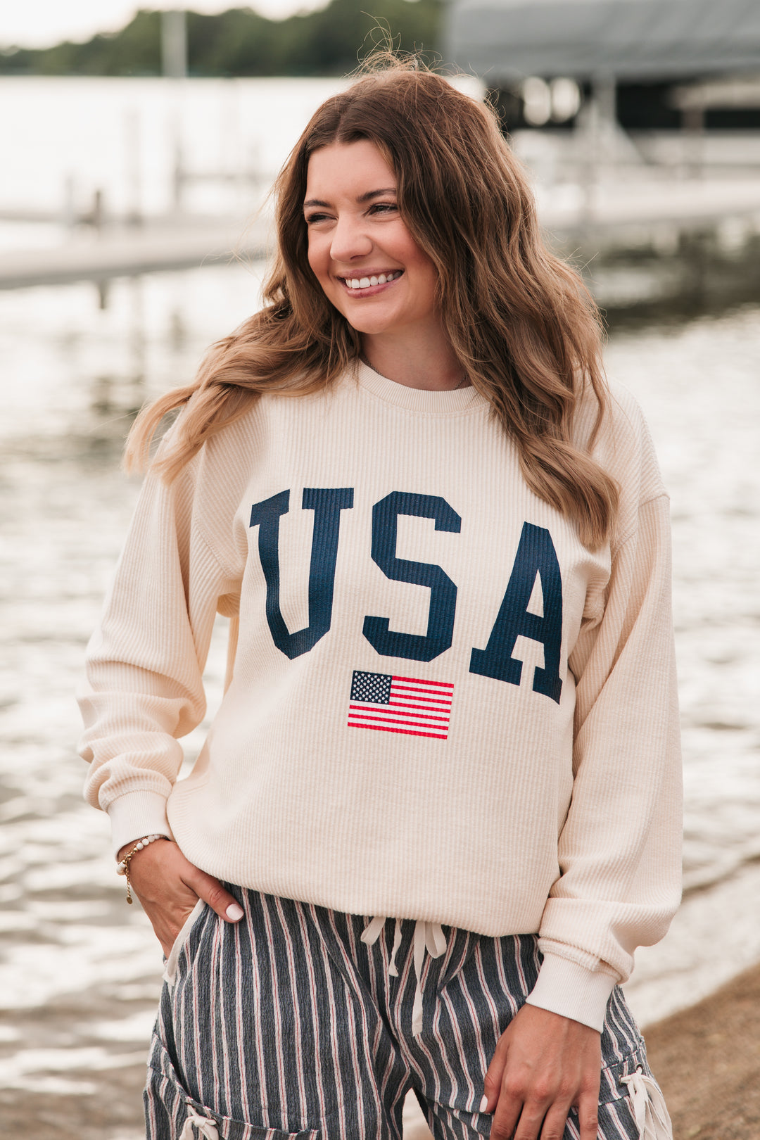 USA Flag Corded Crew