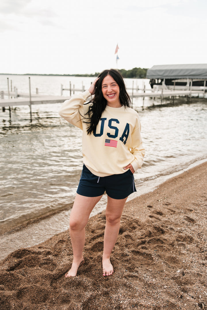 USA Flag Corded Crew