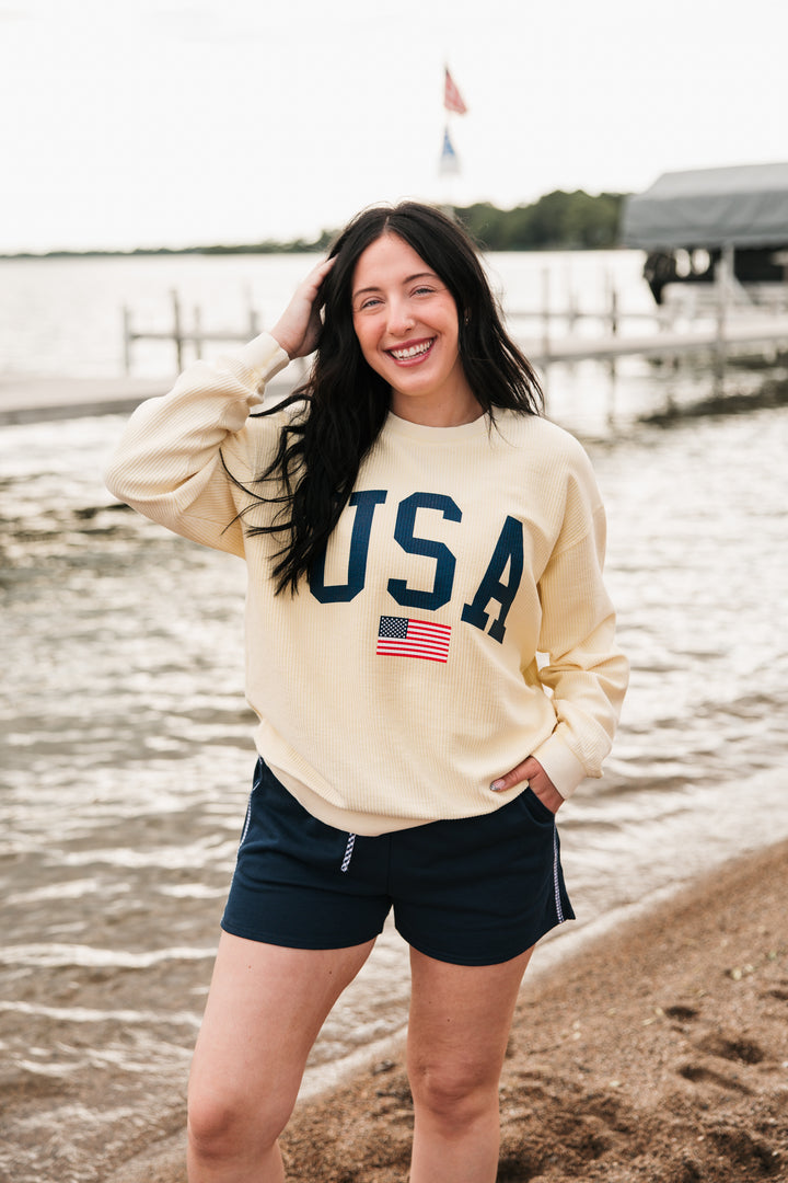 USA Flag Corded Crew