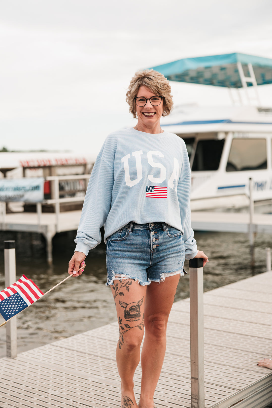 USA Flag Corded Crew