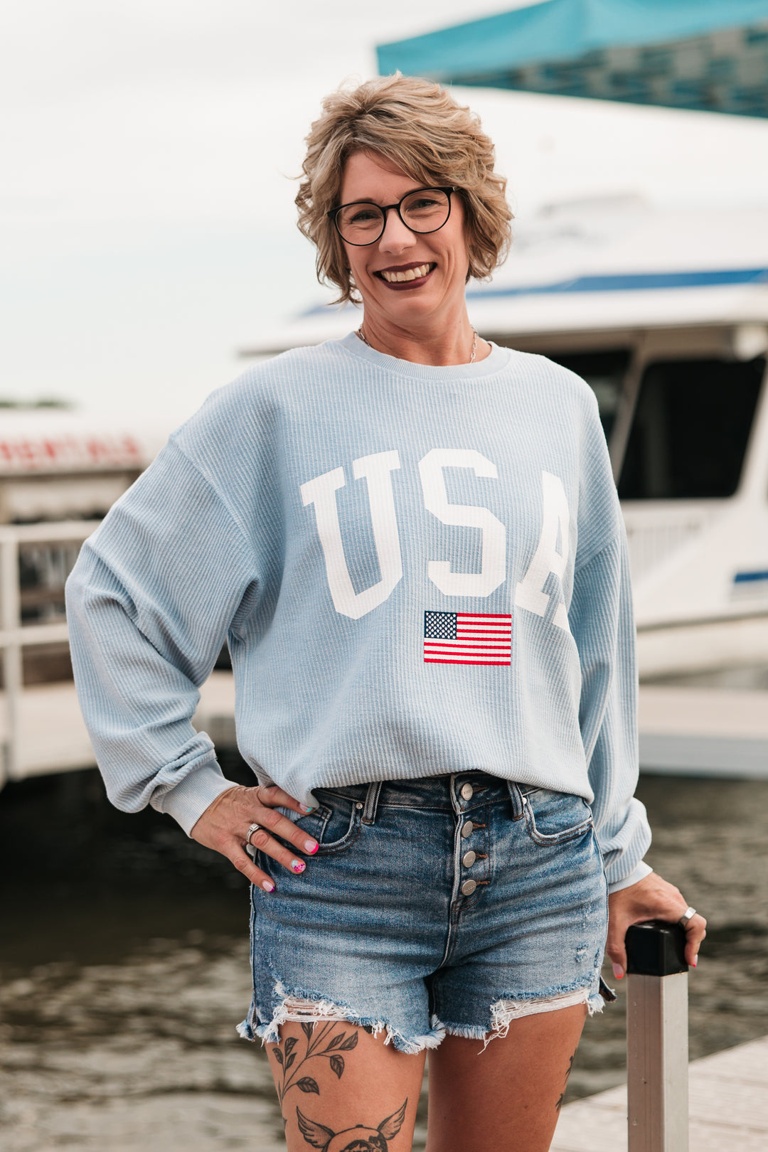 USA Flag Corded Crew