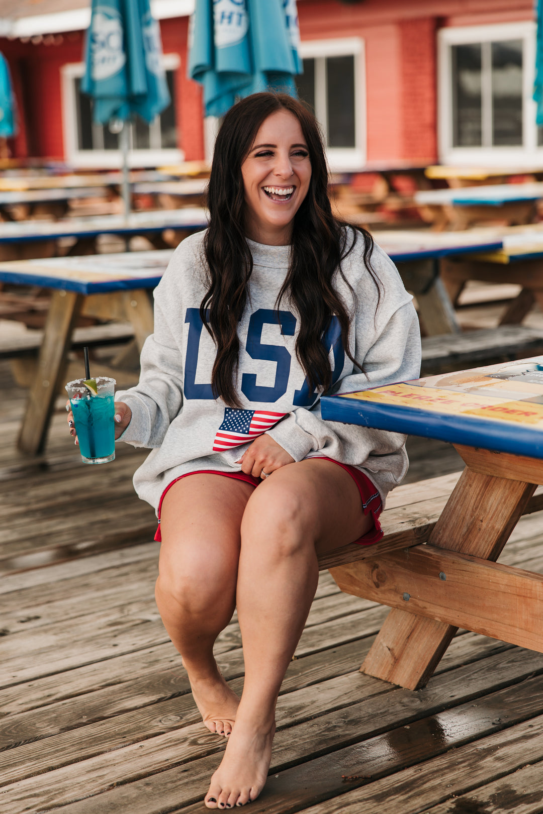 USA & AMERICA Reversible Mock Neck Top