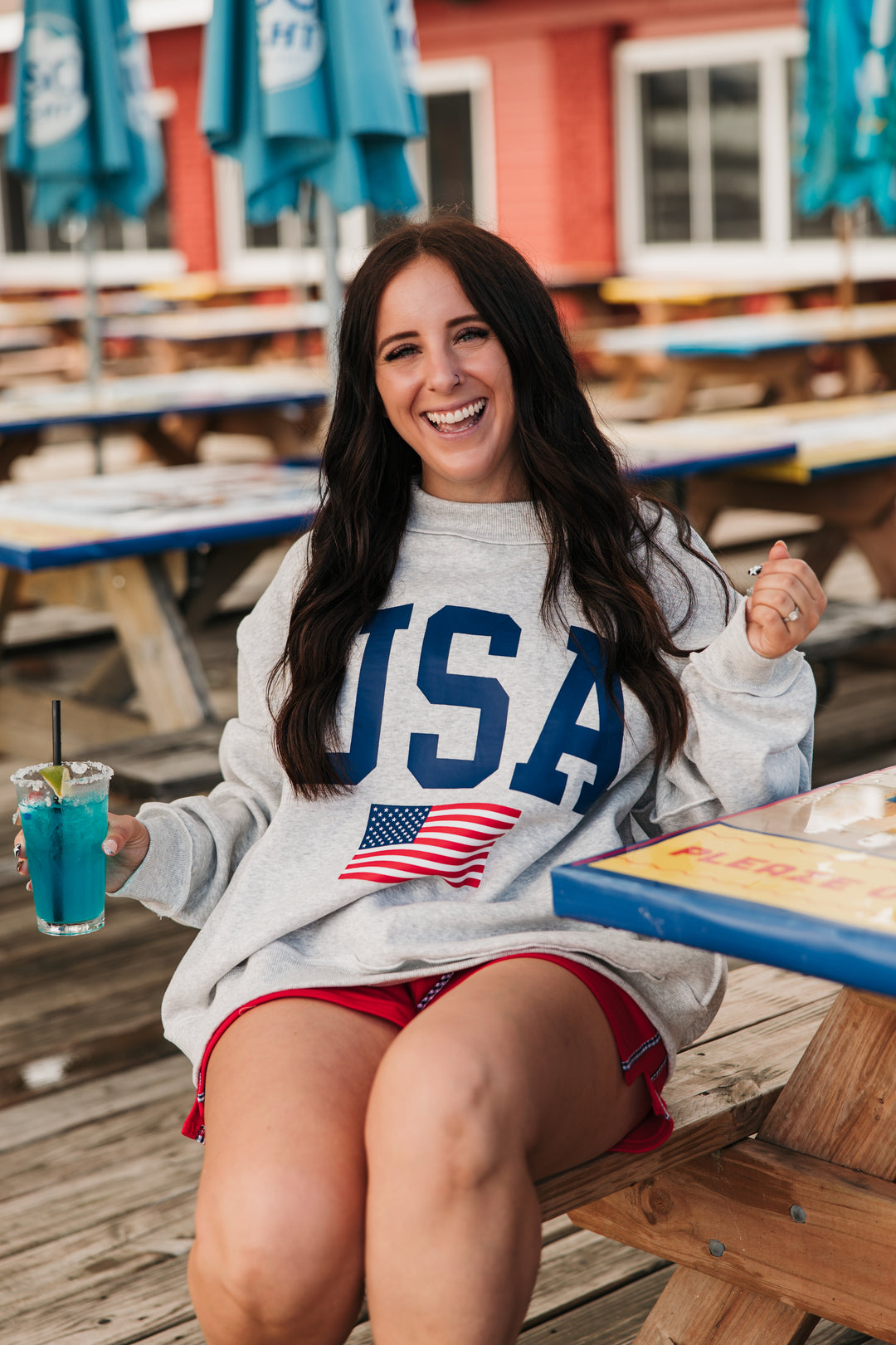 USA & AMERICA Reversible Mock Neck Top