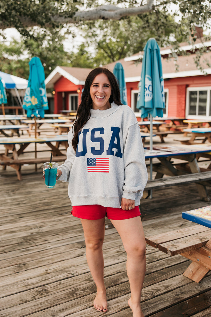 USA & AMERICA Reversible Mock Neck Top