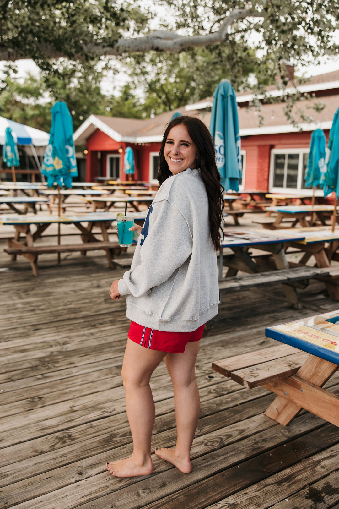 USA & AMERICA Reversible Mock Neck Top