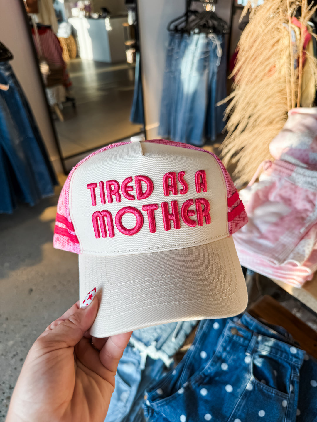 Tired As A Mother - Tan Trucker Hat