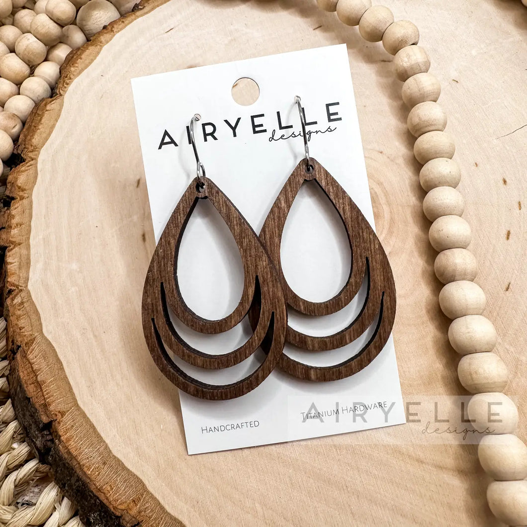 Teardrop Wood Earrings