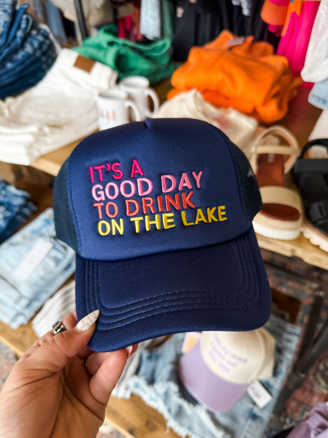 Good Day To Drink On The Lake Trucker Hat