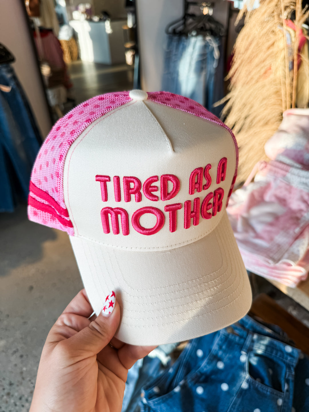 Tired As A Mother - Tan Trucker Hat