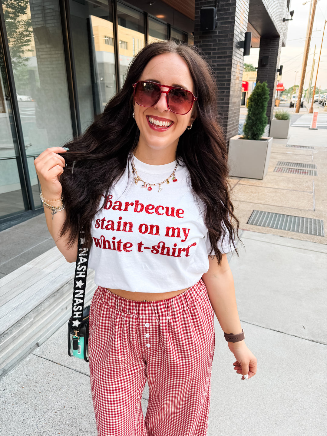 BBQ Stain On White Tee Top
