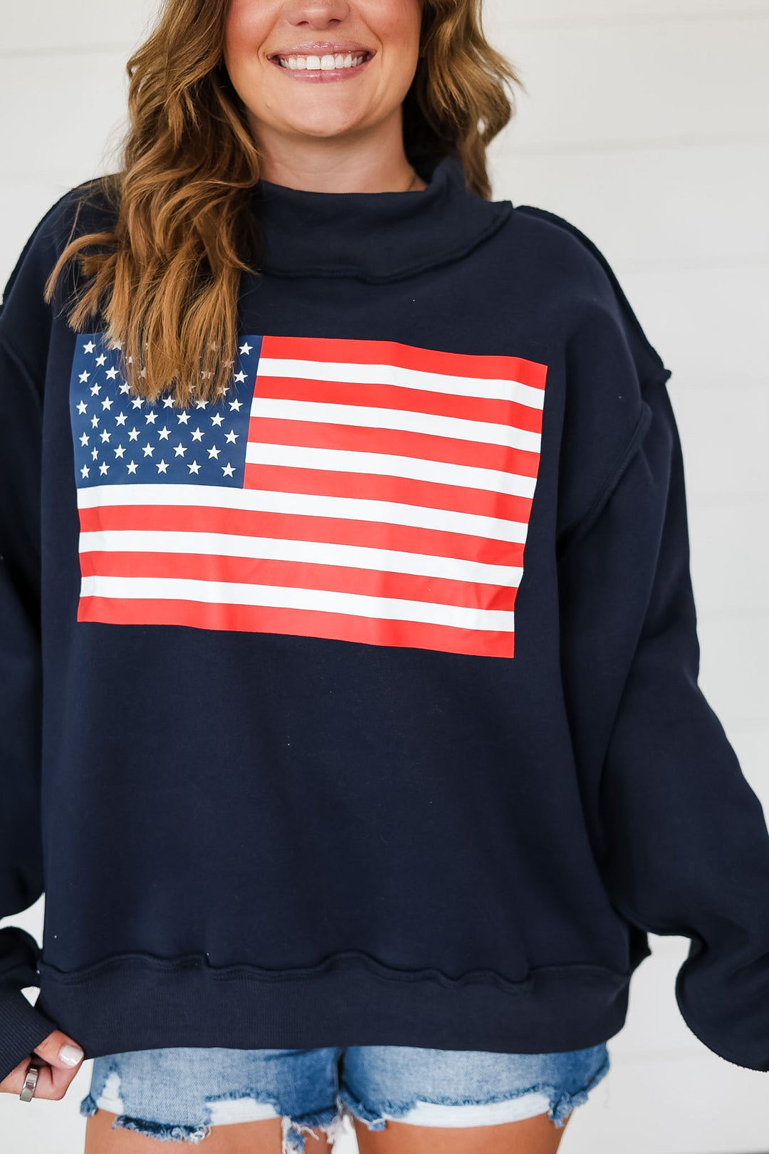 USA & Flag Reversible Mock Neck Top
