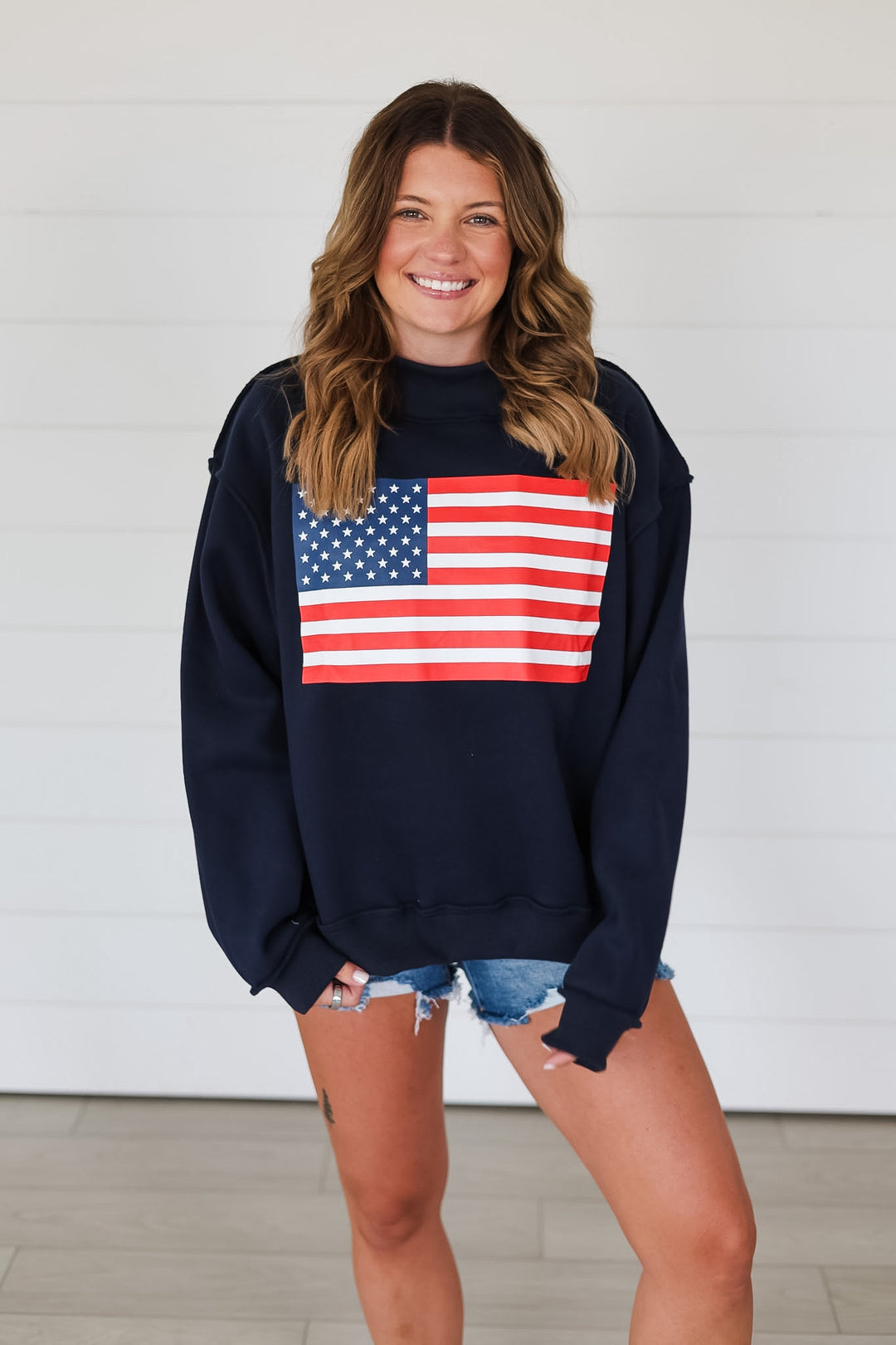 USA & Flag Reversible Mock Neck Top