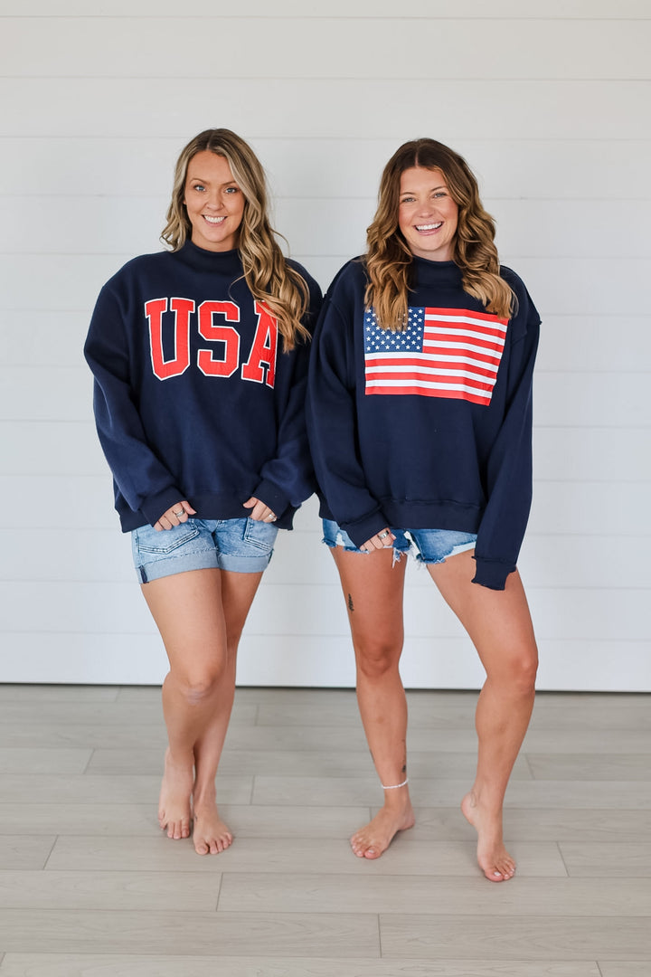 USA & Flag Reversible Mock Neck Top