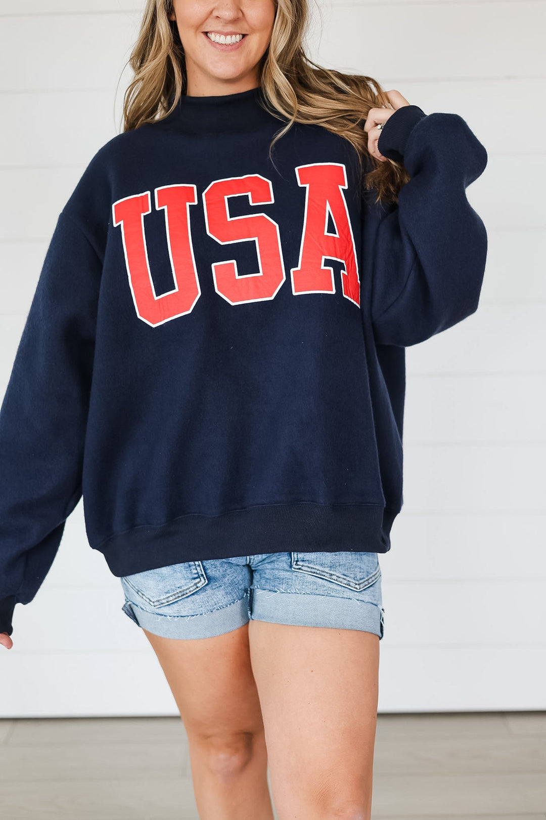 USA & Flag Reversible Mock Neck Top