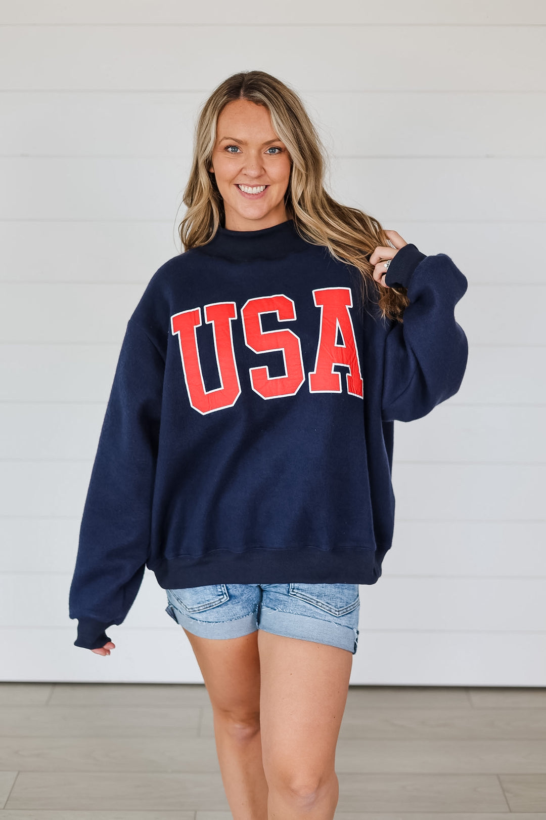 USA & Flag Reversible Mock Neck Top