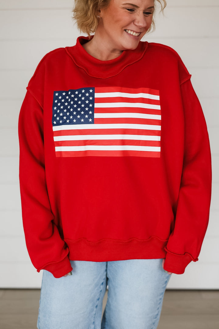 USA & Flag Reversible Mock Neck Top