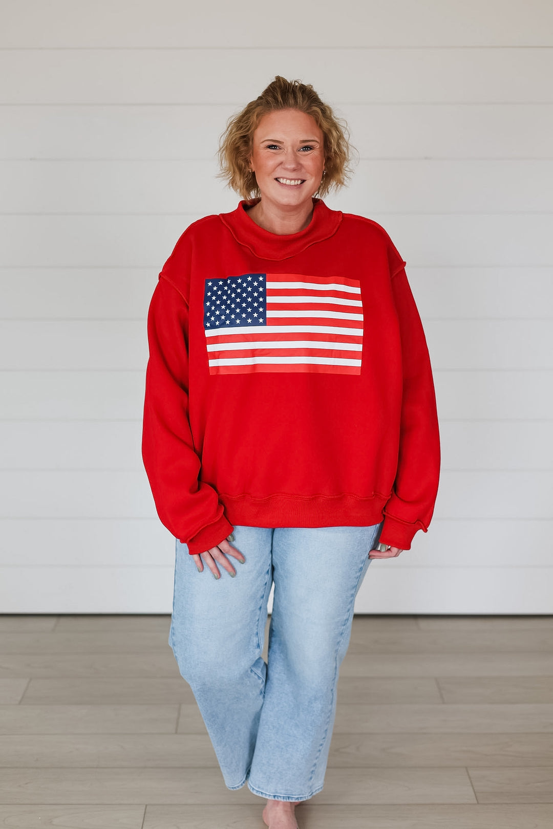 USA & Flag Reversible Mock Neck Top