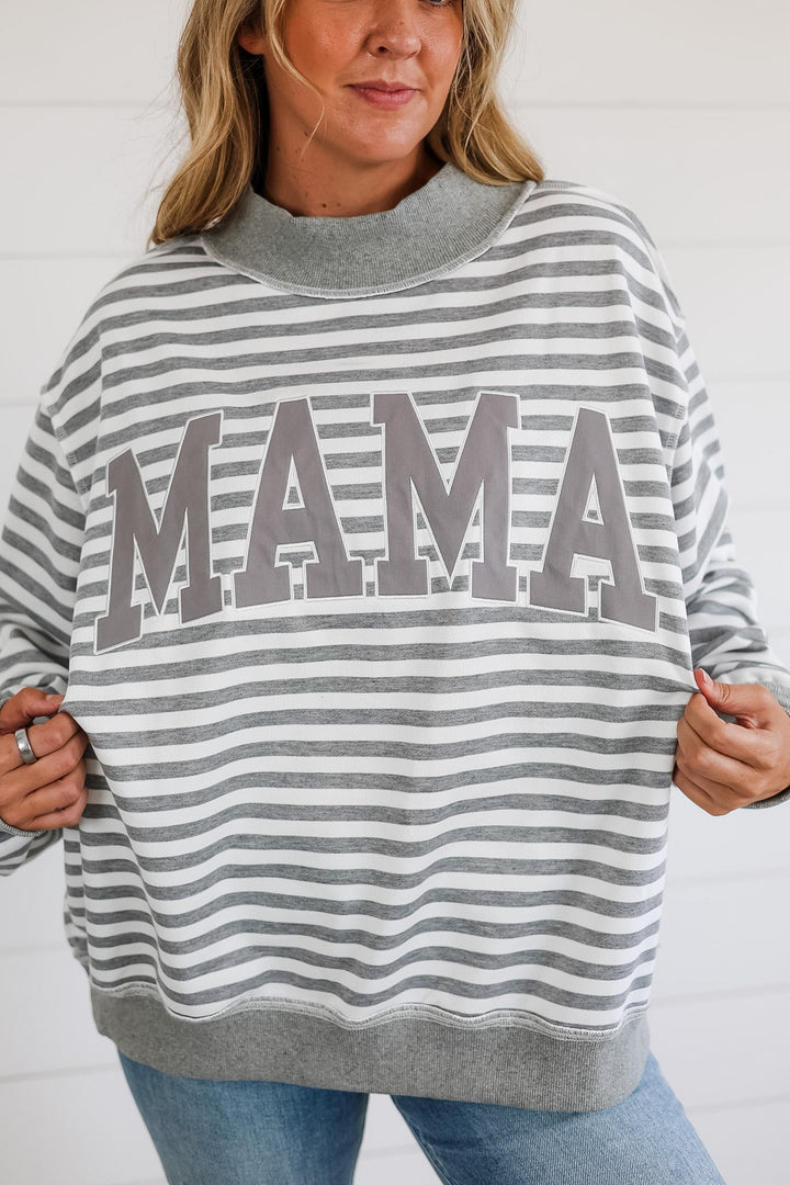 MAMA Stripe Mock Neck
