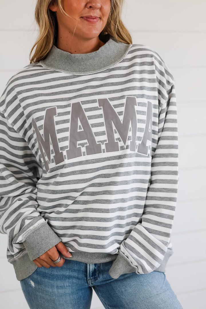 MAMA Stripe Mock Neck