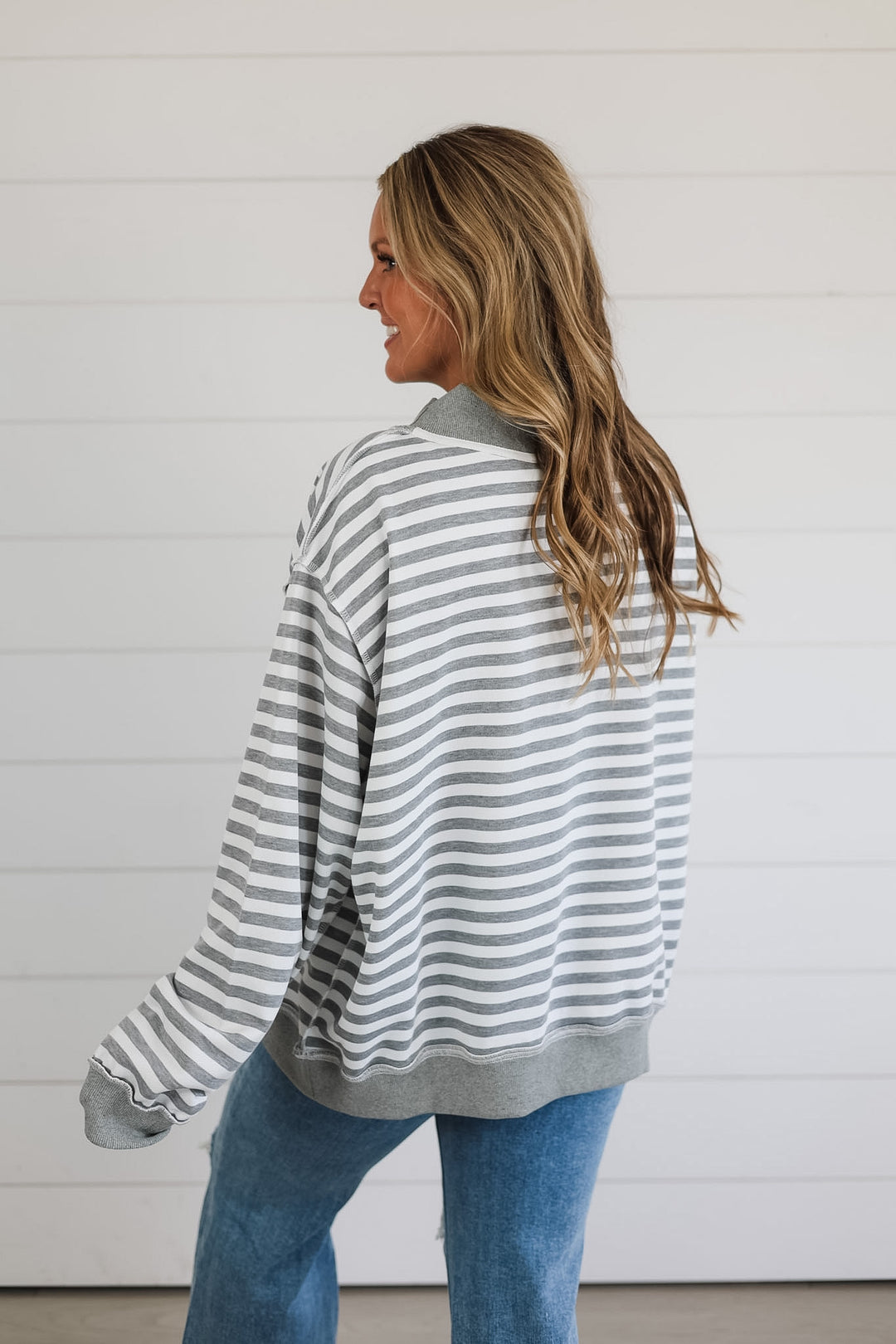 MAMA Stripe Mock Neck