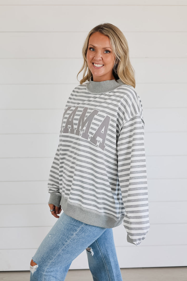MAMA Stripe Mock Neck