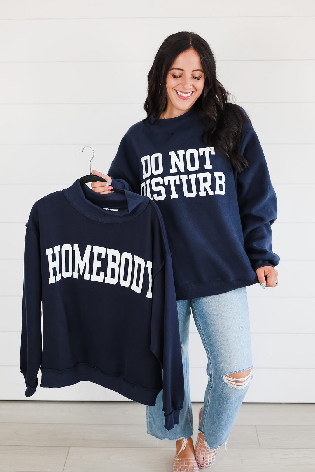 Homebody/Do Not Disturb Reversible Mock Neck