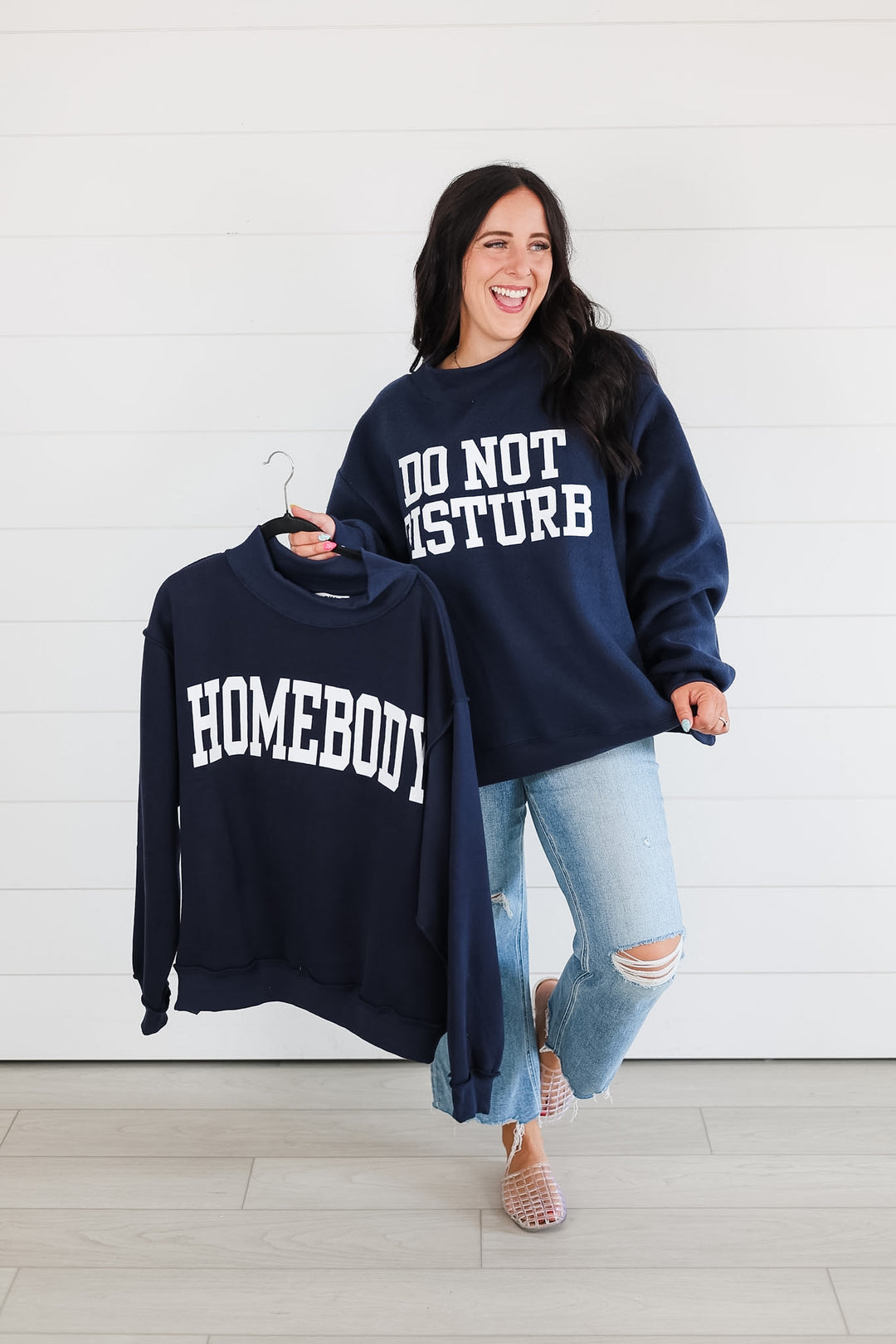 Homebody/Do Not Disturb Reversible Mock Neck