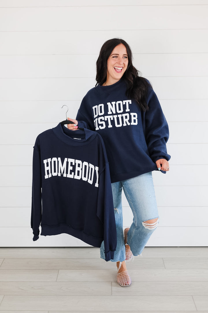 Homebody/Do Not Disturb Reversible Mock Neck